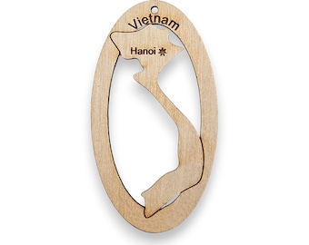 Personalized Vietnam Ornament, Engraved Vietnam Christmas Ornament, Handmade Vietnam Holiday Decoration, Unique Vietnam Souvenir