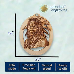 Personalized Native American Ornament, Unique American Indian Ornaments, Rustic Native American Gift, American Indian Christmas Ornaments