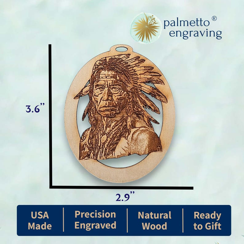 Personalized Native American Ornament, Unique American Indian Ornaments, Rustic Native American Gift, American Indian Christmas Ornaments