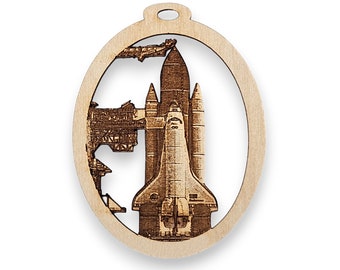 Personalized Space Shuttle Ornament, Unique Florida Souvenir, Engraved NASA Keepsake Souvenir, Space Shuttle Christmas Ornament