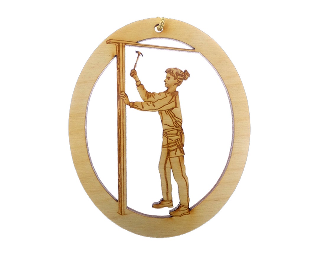 Personalized Carpenter Ornament, Female Carpenter Gift Carpenter Christmas Ornament Carpentry