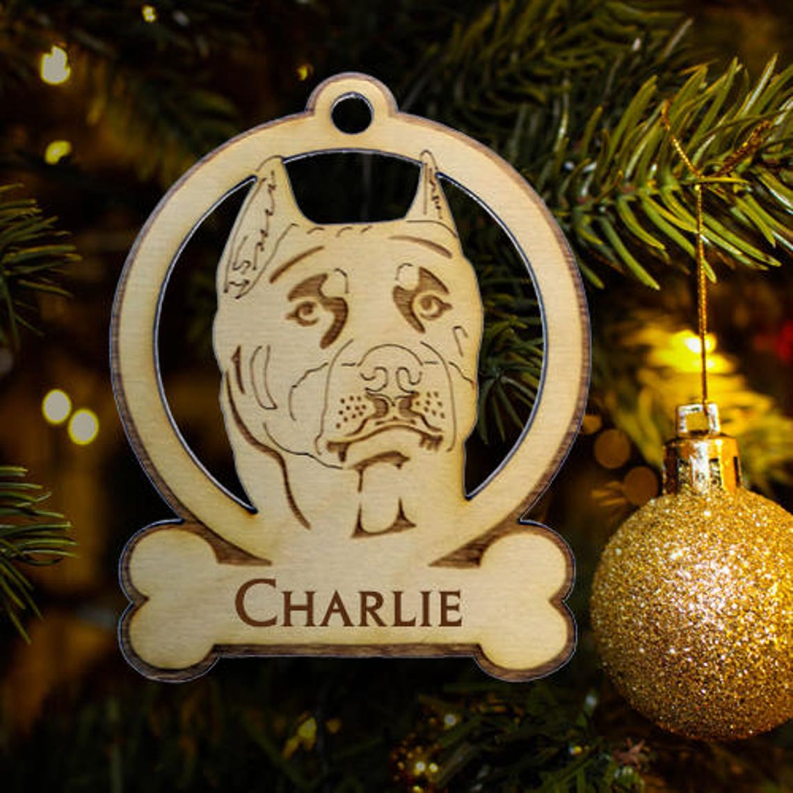 Personalized Pit Bull Ornament Pit Bull Christmas Ornament | Etsy