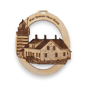 Personalized West Quoddy Head Maine Lighthouse Ornament, Coastal Maine Gifts, Unique Maine Christmas Ornament, Maine Souvenir