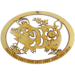 Chinese Zodiac Horse Ornament in Cherry Wood Year of The Horse Chinese New Year 2021 Chinese Year Animal Zodiac Lucky Gift