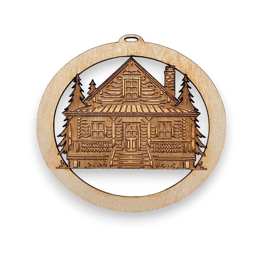 Personalized Mountain Cabin Ornament, Cabin Christmas Ornaments, Unique ...