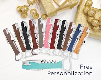 Personalized Corkscrew Bottle Opener, Engraved Corkscrew Opener Favor, Gift for Wine Lover, Gift for Bartender, Unique Wine Wedding Favor