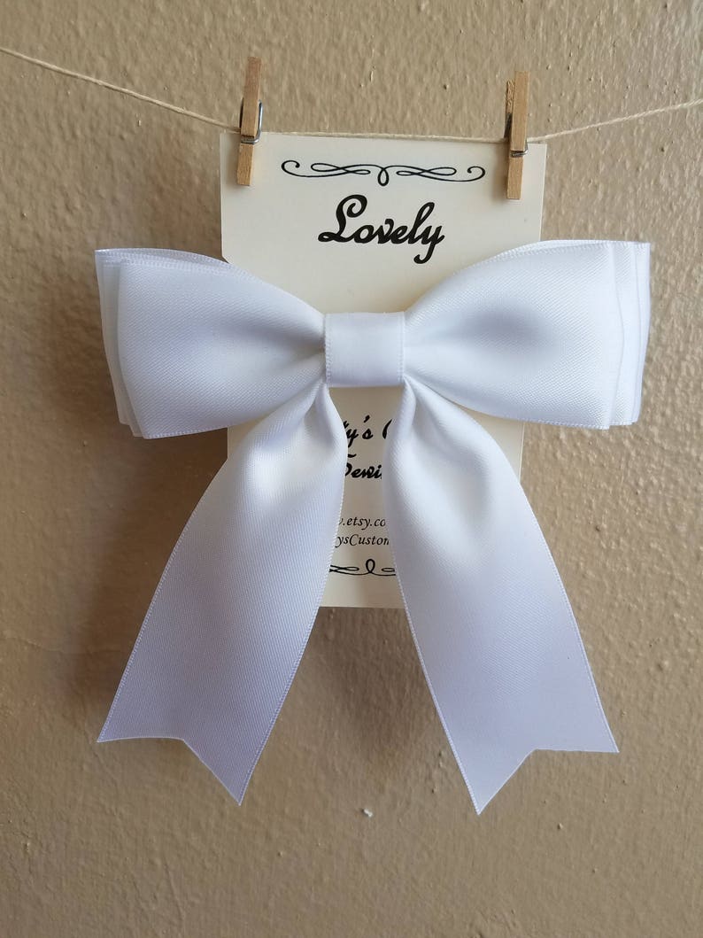 Lovely Pure White Hair Bow Satin Ribbon Womens Ladies Etsy