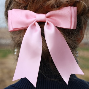 Anmutig, Haarschleife, hübsches rosa, Satinband, Damen, Damen, Mädchen, ausgefallen, formal, Haarspange, Clip