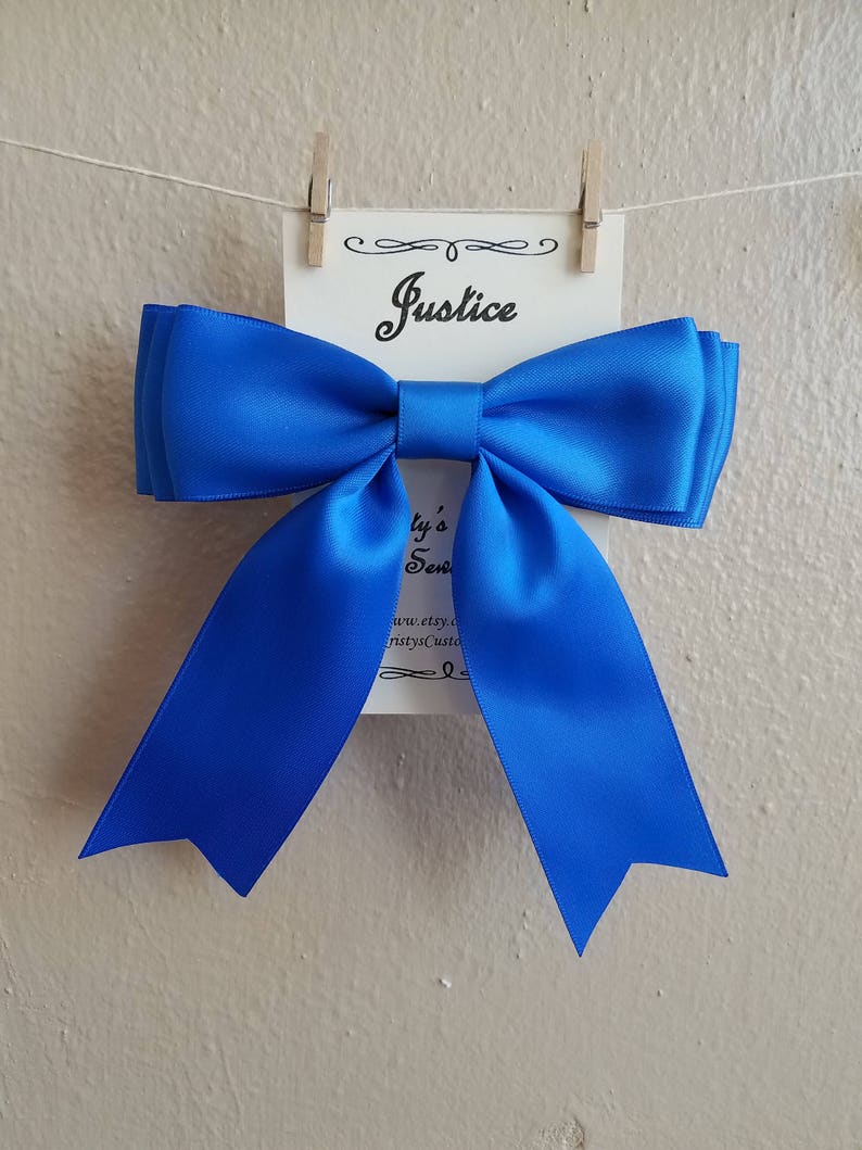 Justice Blue Hair Bow Satin Ribbon Womens Ladies Girls - Etsy