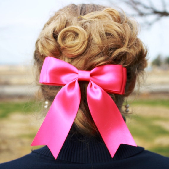 Pink Satin Hair Bow/barrette Hair Bow/hair Accesories 