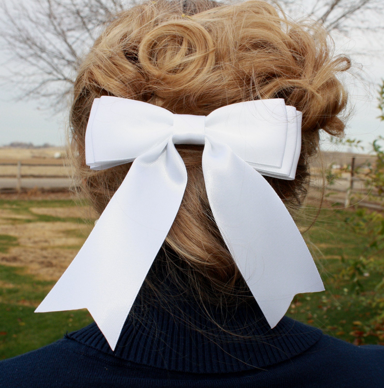 Lovely Pure White Hair Bow Satin Ribbon Womens Ladies Etsy