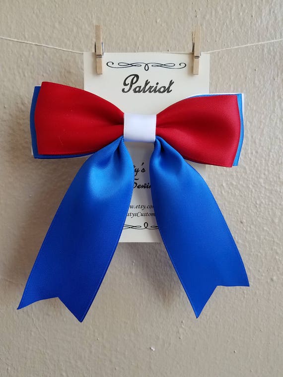 Patriot Red White And Blue Hair Bow Satin Ribbon Womens Etsy