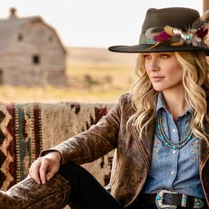 BEST SELLER Custom Cowboy HATBAND- Denim and Oregon Pen Wool- let’s Design Yours-Rodeochics Exclusive Custom Order-One of a Kind image 2