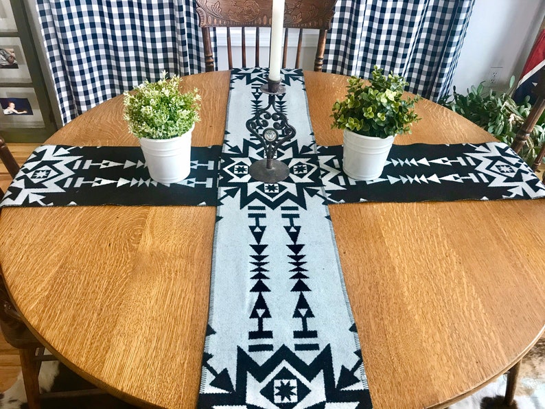 NEW Custom Made Black and White Tribal Table Runner Handmade Etsy
