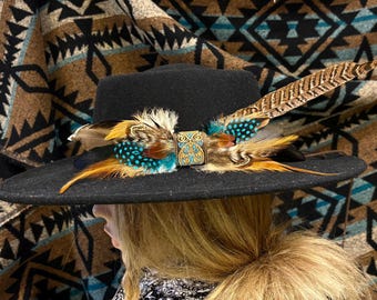 Fancy Like- Custom Ribbon Feathered Hatband-Rodeochics Exclusive