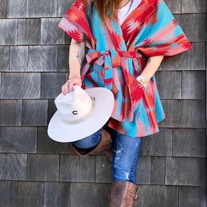 Tribal Gem-Rustic Italian wool  Jacket wrap-cardigan- Slight oversize-western inspired-Rodeochics Original Design