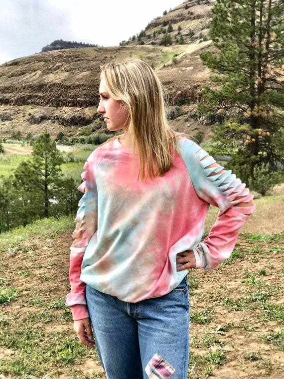 Clearance-raglan Tye Dye Comfy Sweatshirt Oversized