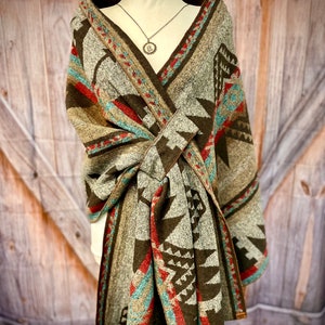 BEST SELLER Earthen Sunrise Tribal Wrap- Rodeochics Exclusive Design-Western Design-Fashion-Handmade-Italian Wool Blend