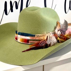 BEST SELLER Custom Cowboy HATBAND- Denim and Oregon Pen Wool- let’s Design Yours-Rodeochics Exclusive Custom Order-One of a Kind image 7