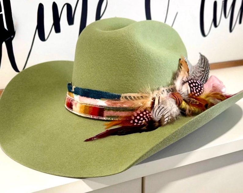 BEST SELLER Custom Cowboy HATBAND- Denim and Oregon Pen Wool- let’s Design Yours-Rodeochics Exclusive Custom Order-One of a Kind image 7