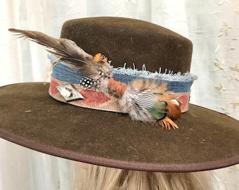 BEST SELLER Custom Cowboy HATBAND- Denim and Oregon Pen Wool- let’s Design Yours-Rodeochics Exclusive Custom Order-One  of a Kind
