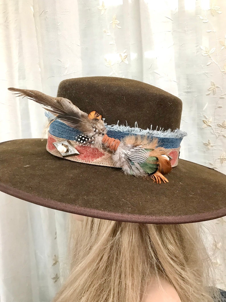 BEST SELLER Custom Cowboy HATBAND- Denim and Oregon Pen Wool- let’s Design Yours-Rodeochics Exclusive Custom Order-One of a Kind image 1