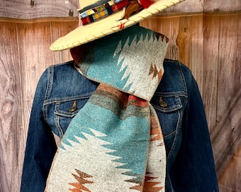 Siuslaw Tribal Design  Scarf-Handmade exclusively by Rodeochics-gift- western fashion-winter scarf- chic