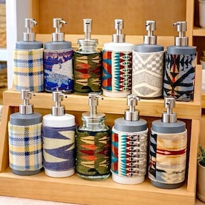 Western Soap or Lotion Dispenser Stainless  with Oregon Wool Covers-Rustic Home-Handmade