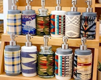 Western Soap or Lotion Dispenser Stainless  with Oregon Wool Covers-Rustic Home-Handmade