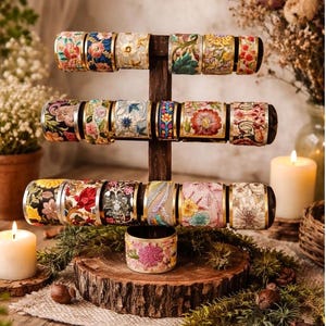 Embroidered Floral Cuff Bracelet: Brass Western Fashion Statement