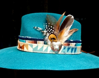 BeST SELLER Custom Cowboy HATBAND Denim and Oregon  Pen Wool- let’s Design Yours-Rodeochics Exclusive Custom Order-One  of A Kind
