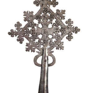 Antique Ethiopian Aksum Orthodox Coptic Christian Processional Blessing Cross