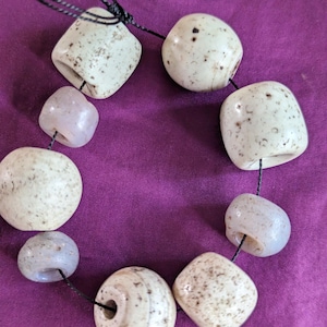 Antique European Dutch Dogon & White Moon Mandrel Glass Beads African Trade
