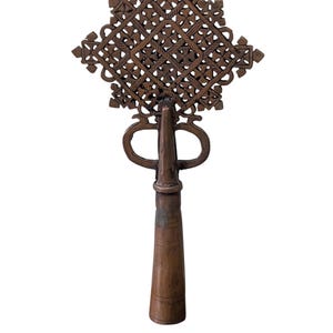 Antique Ethiopian Orthodox Copper Christian Handheld Blessing Cross Wall Hanging