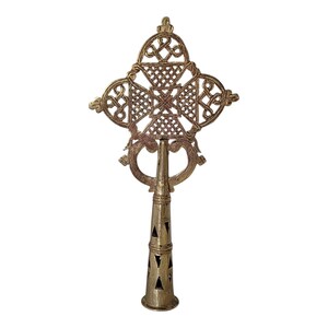 Cruz de bendición procesional dorada copta ortodoxa etíope vintage, decoración de pared