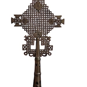 Vintage Ethiopian Orthodox Church Handmade Processional Cross Home Decor Wall Hanging