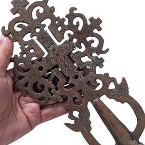 Antique Ethiopian Orthodox Copper Christian Processional Cross Wall Hanging