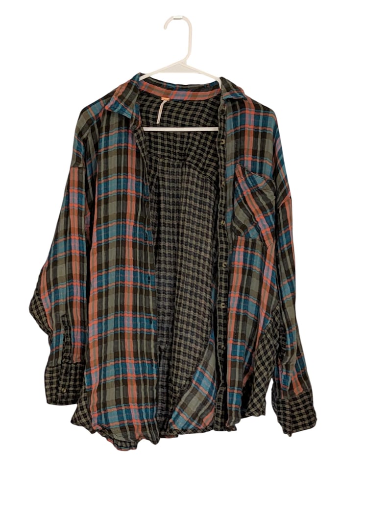 Free People Shirt Womens XS Oversized Gauze Button Front Tunic Top Flowy image 1