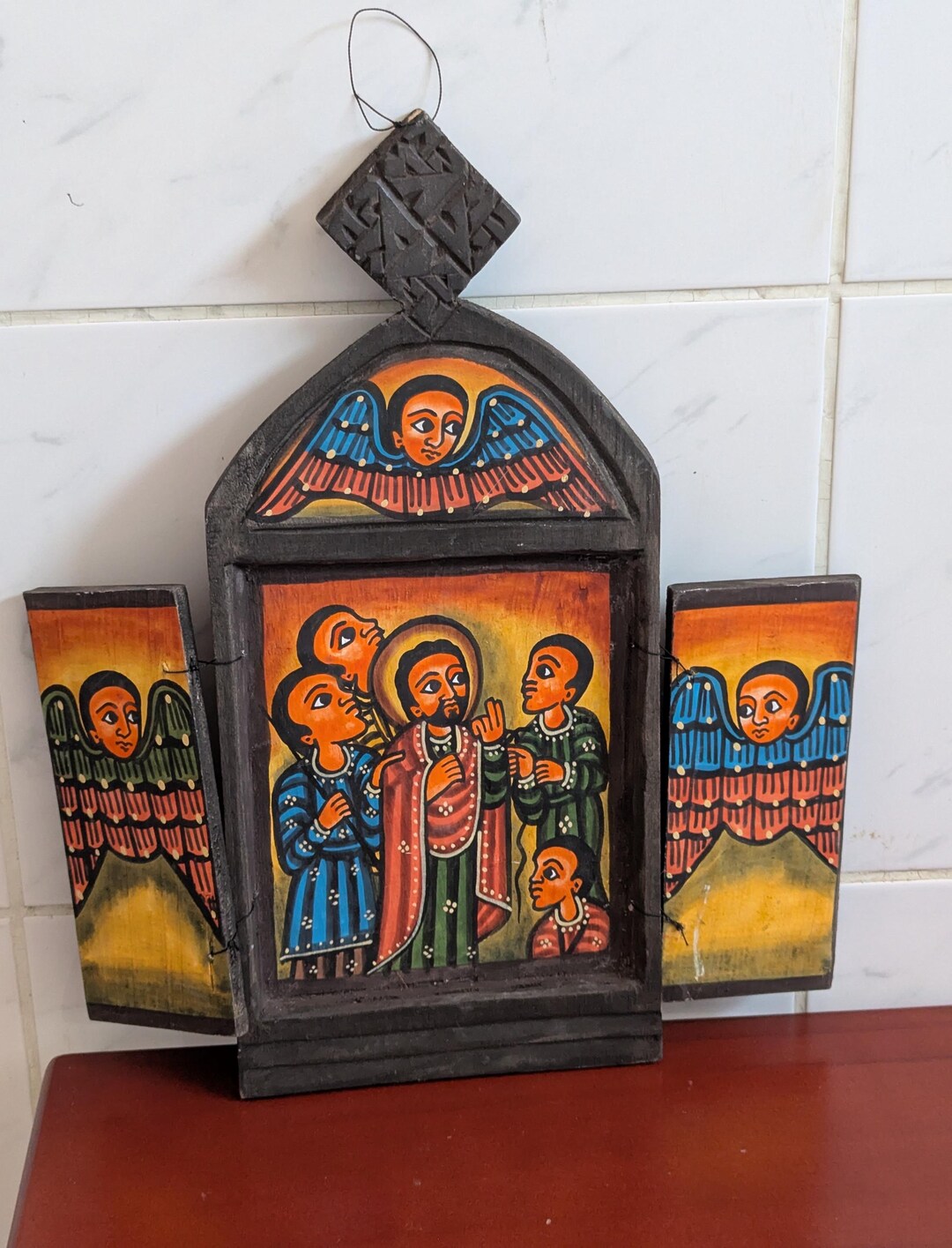 Vintage Ethiopian Orthodox Hand Carved /painted Wood Icon Jesus & His ...