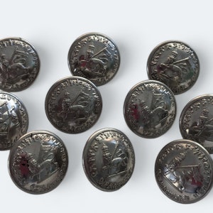 Ten Silver Old Police Uniform Buttons Lion of Judah Rastafari