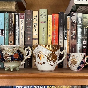 Antique German Presentation Cups Victorian Made in Germany Fine Porcelain Tea Cups Ornate Fancy Hand Painted Gold Trim Choose One Style