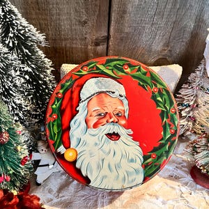 Darling nostalgische vintage rode lithografie kerstman blikken kerstklokken kerstkaars kerstster vakantie koekje snoep traktatieblikken groot en klein