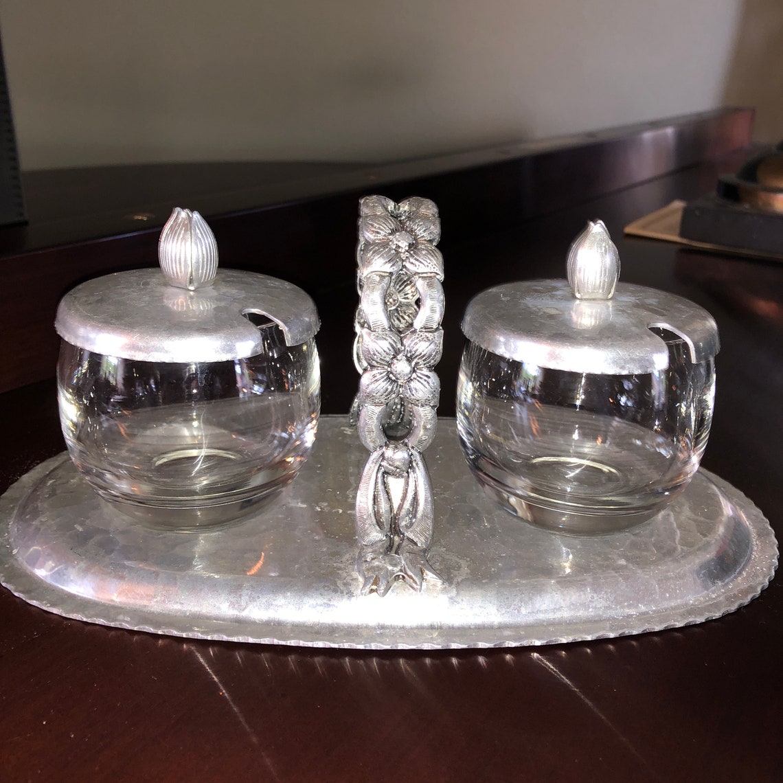 Antique Mid Century Hammered Aluminum Condiment Server | Etsy