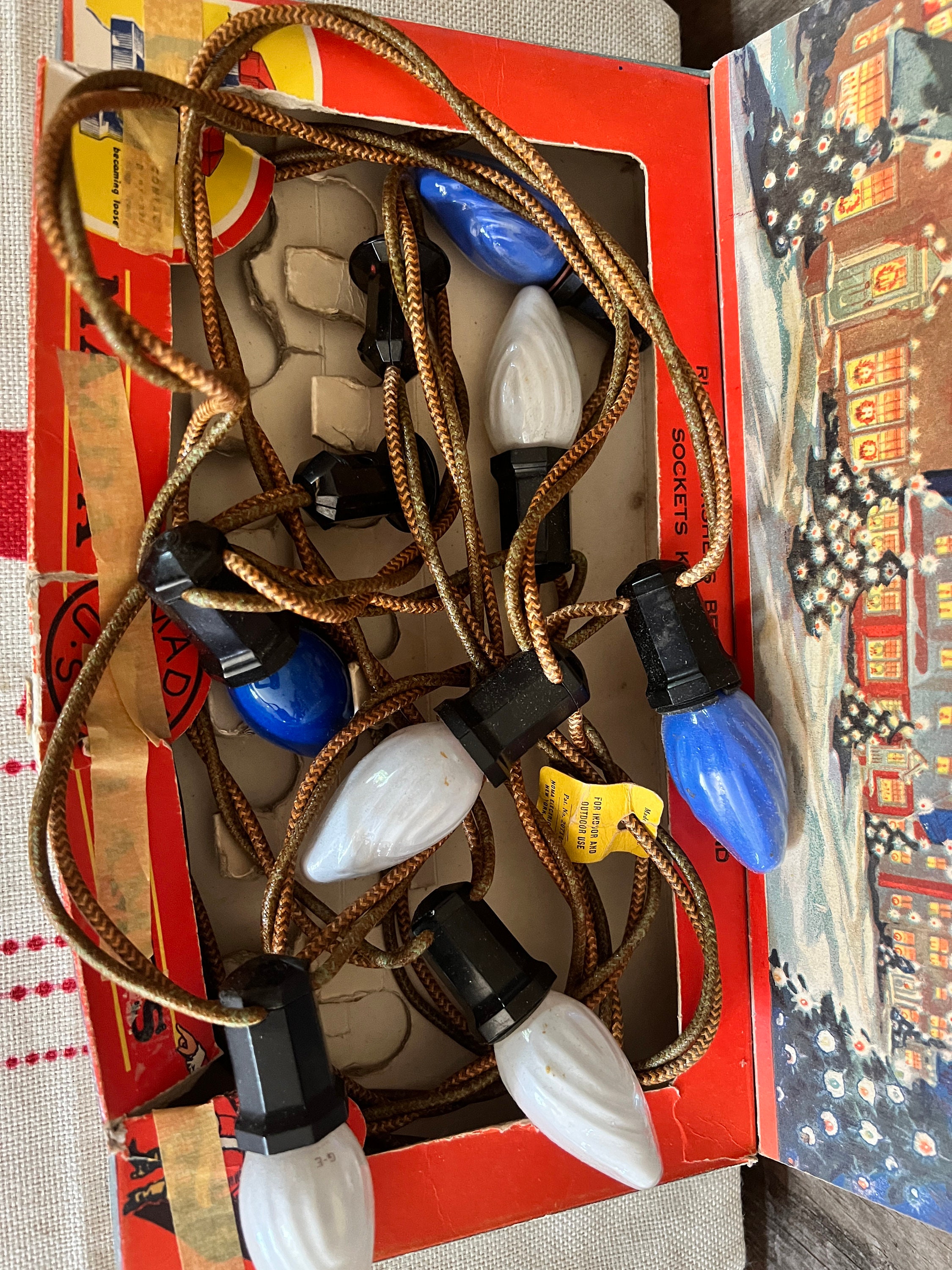 Vintage NOMA Outdoor Christmas 7 String Lights W/mazda Lamps