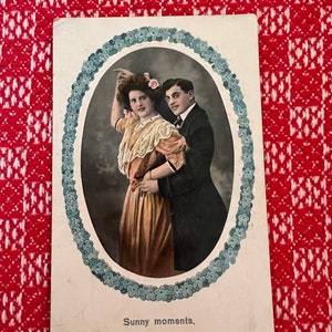 Postal antigua coloreada a mano de T.h.E.L. "Sunny Thoughts" de 1910, serie Theochrom 1183, impresa en Alemania