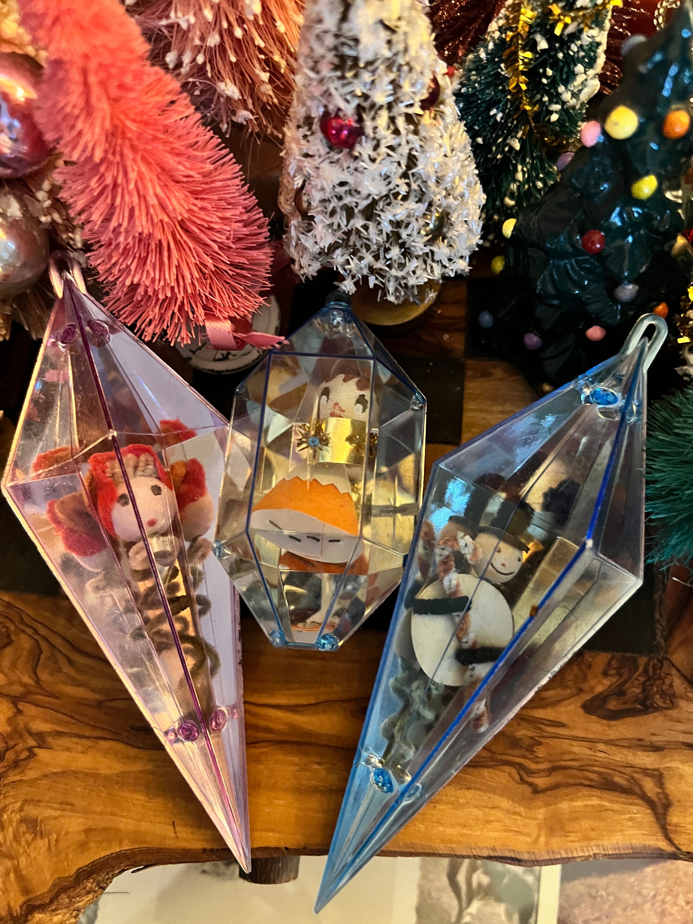 Kitschy Fun Vintage Jewel Brite Christmas Diorama Ornaments Choose