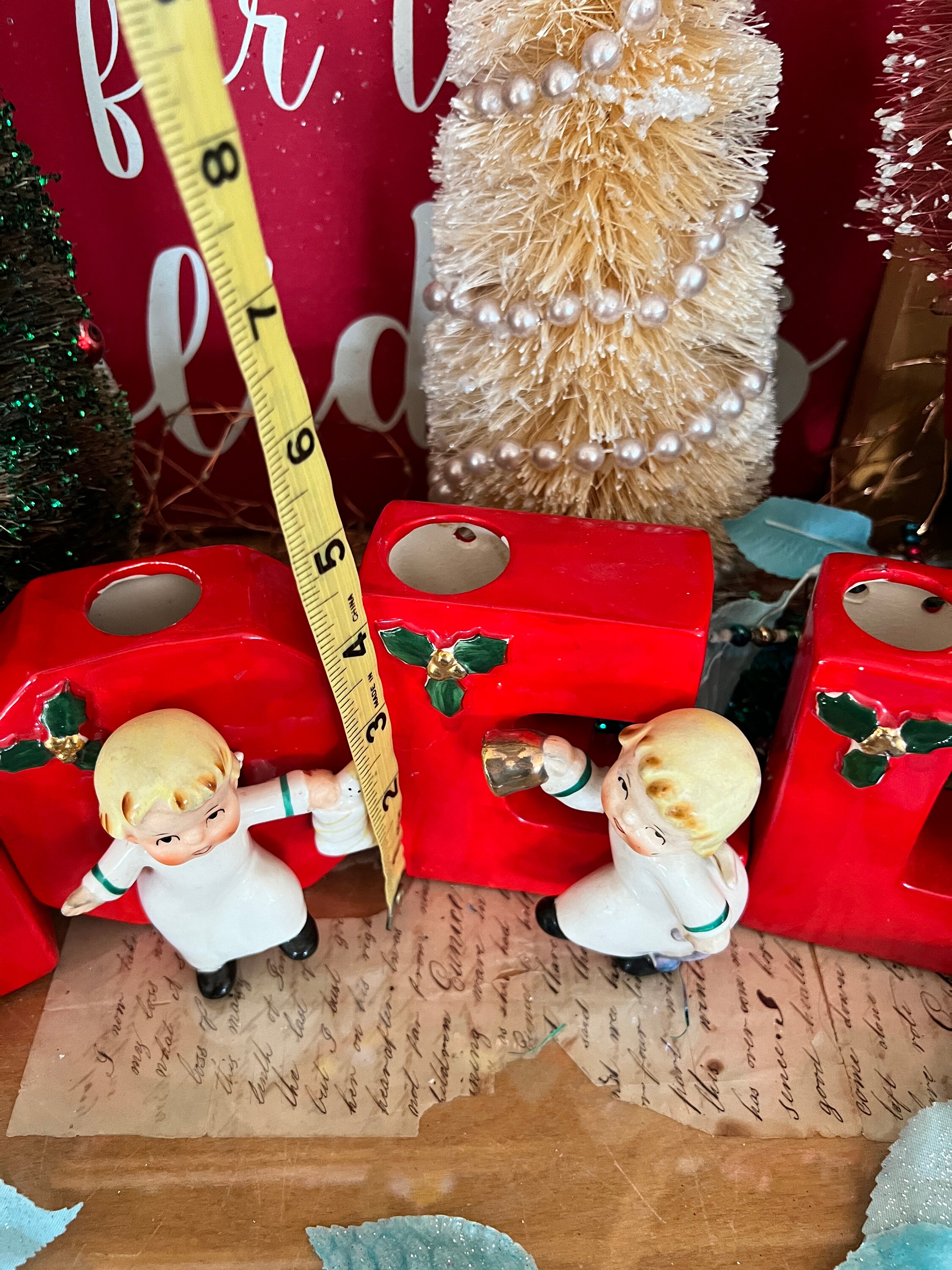 Darling Vintage Christmas NAPCO Red Ceramic NOEL Letters