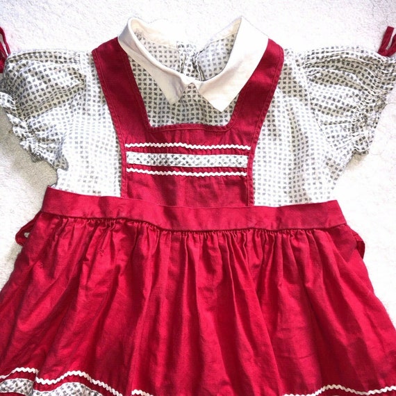 Darling Antique Little Girl's Red Tie Back Puff S… - image 2