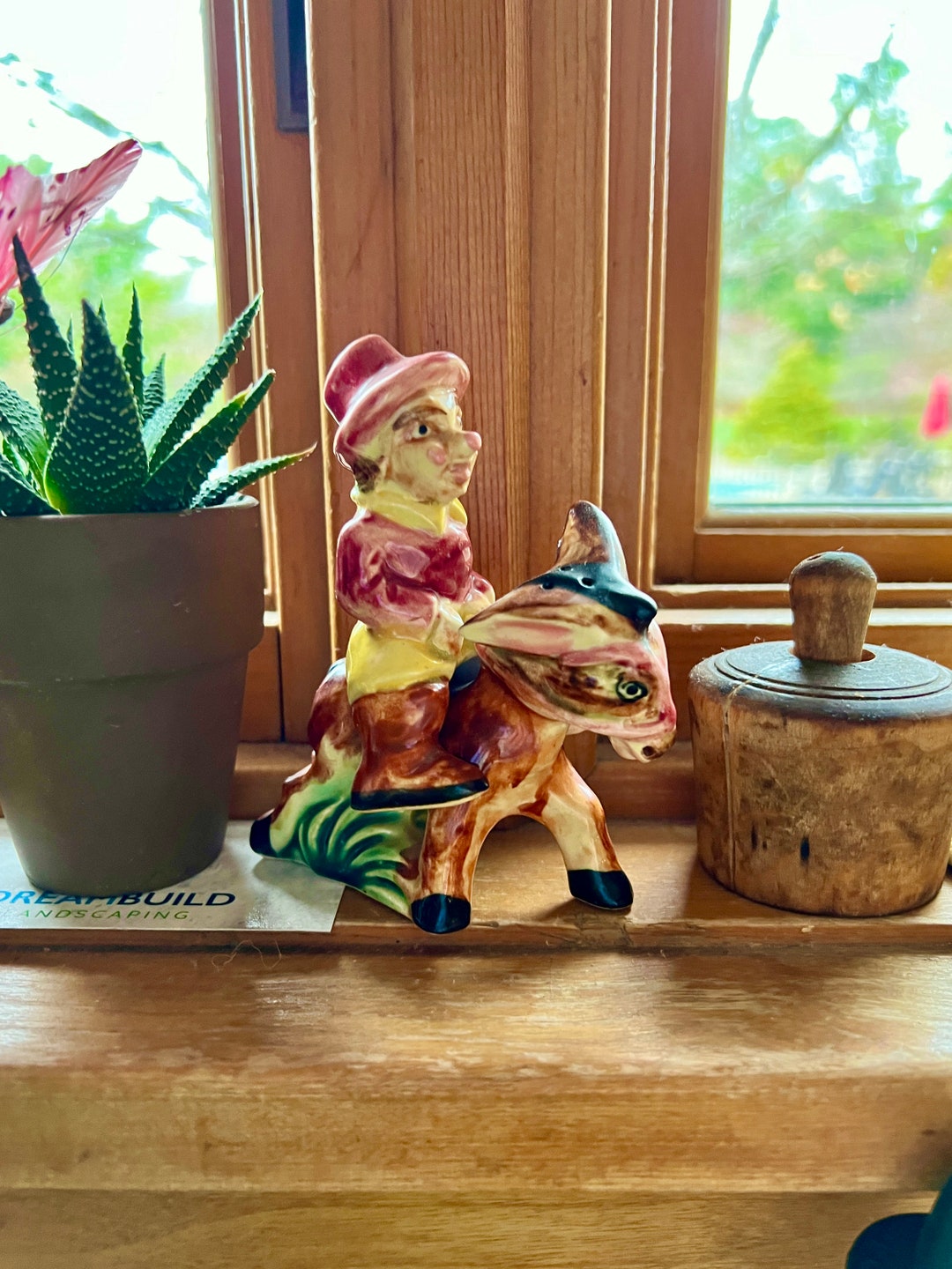 Fun Vintage Ceramic Jockey Horse Rider on Donkey Salt Pepper Shakers ...