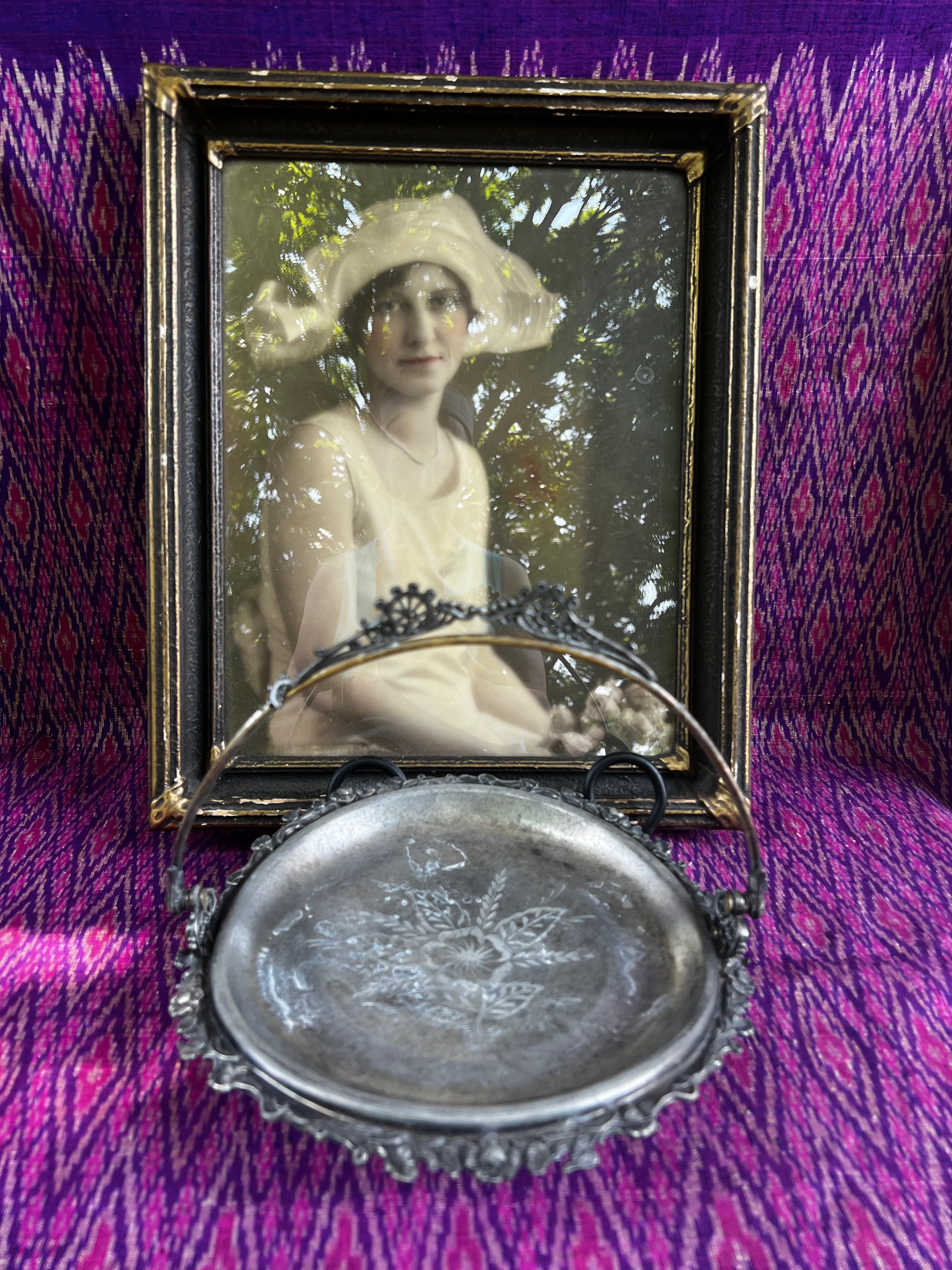 Old Embossed Floral Etching Forbes Quadruple Silver Plate #206 4